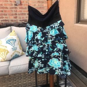 Strapless tube dress with ruffle skirt